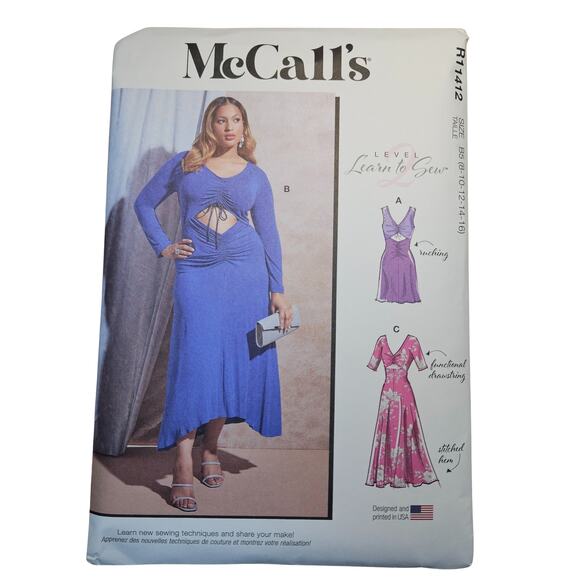 McCalls M8253 R11412 Sewing Pattern Misses Dresses Size 8-16 Uncut, FF - Picture 1 of 3